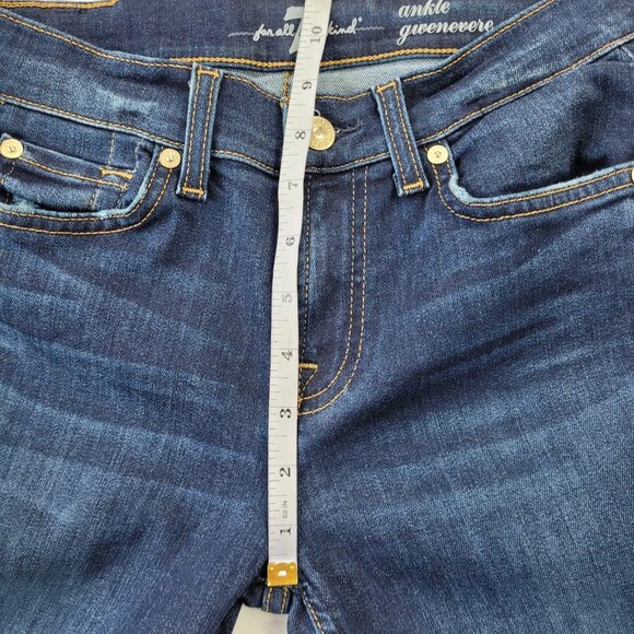 7 for all mankind woman’s dark blue distressed ankle ginevere jeans size 26 - Picture 5 of 12